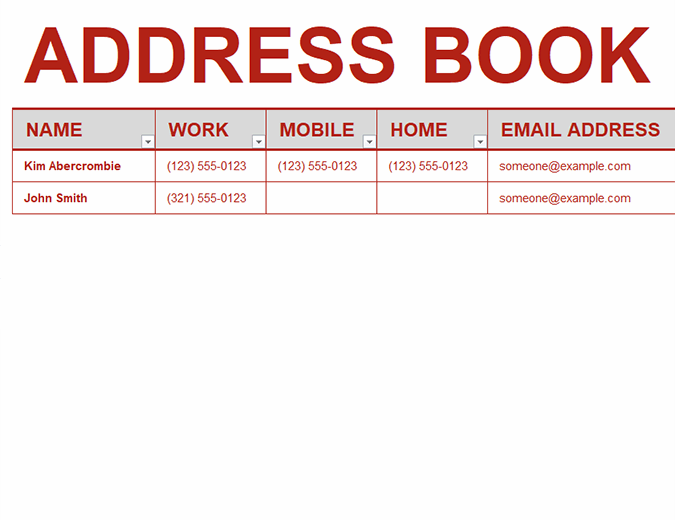 Personal address book