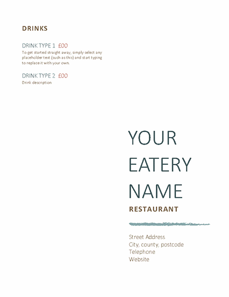 Restaurant menu