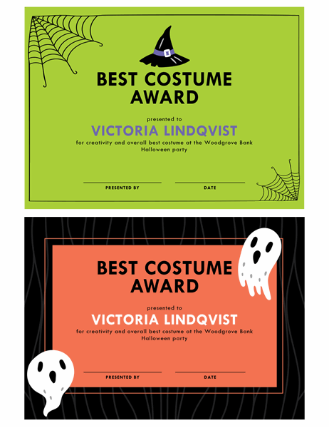 Halloween costume award