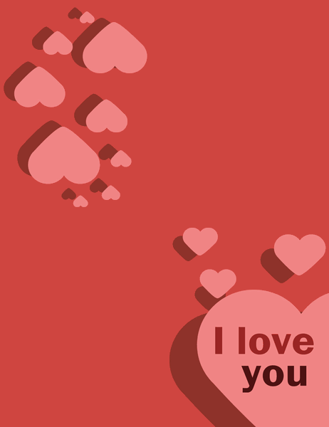 I Love You card (quarter-fold)