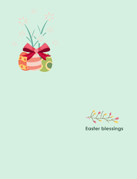 Easter card (with flowers, quarter-fold)