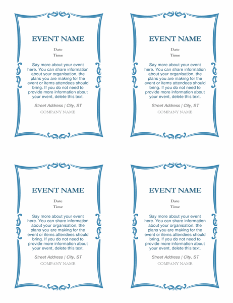 Event invitations (4 per page)