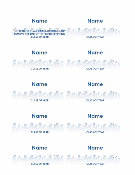 Graduate name cards (10 per page)