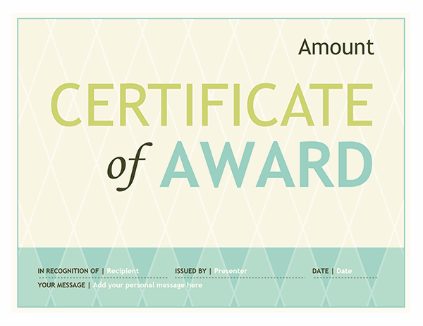 Gift certificate award (harlequin design)