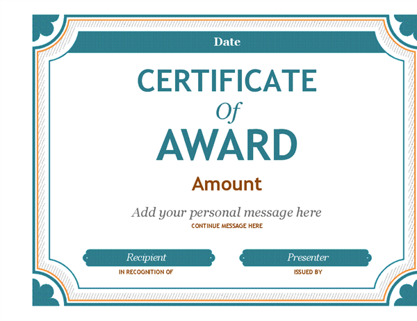 Gift certificate award