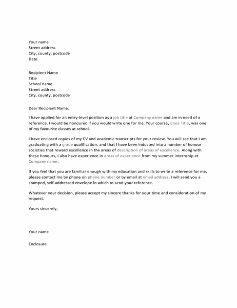 Letter to professor requesting job recommendation