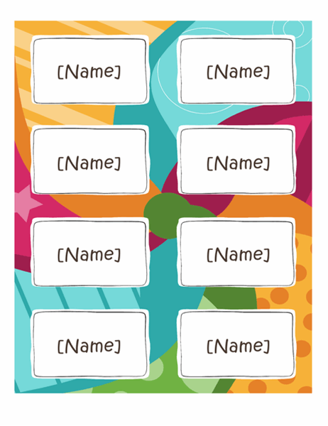 Name badges (Bright design, 8 per page, works with Avery 5395 and similar)