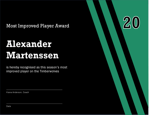  Most improved player award