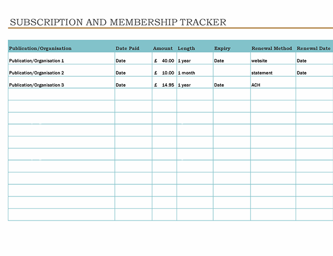 Subscription and membership tracker