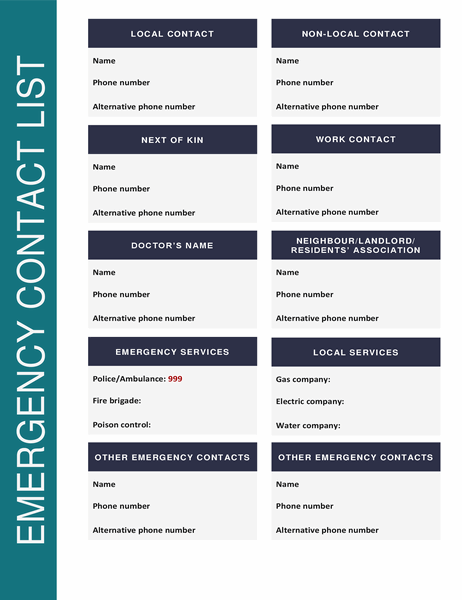 Emergency contact list