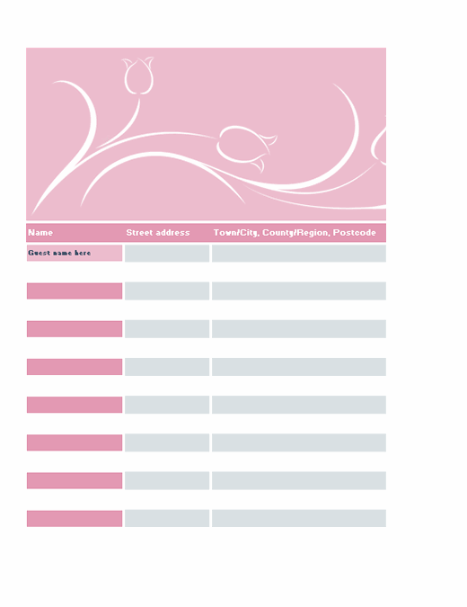 Wedding guest list (tulip design) Wedding guest list (tulip design)