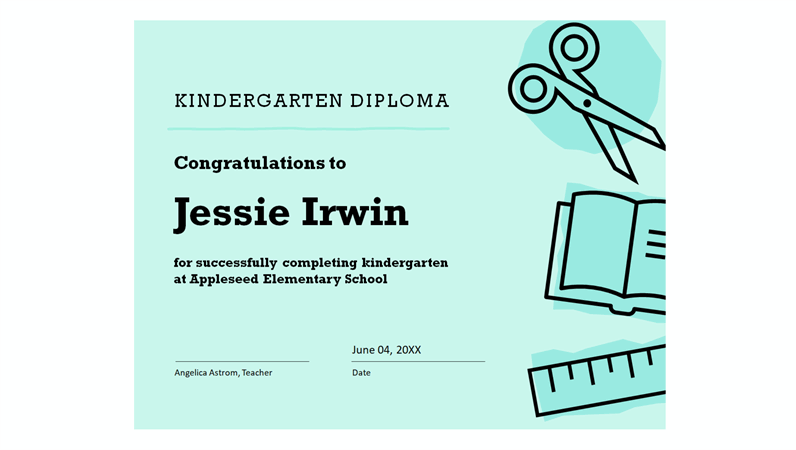 Kindergarten diploma certificate