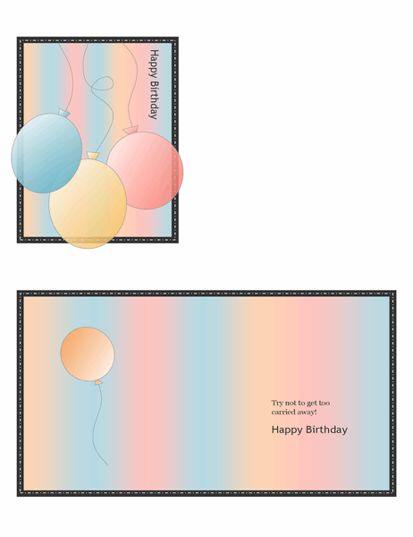 Happy Birthday card (with balloons and stripes, quarter-fold) Happy Birthday card (with balloons and stripes, quarter-fold)