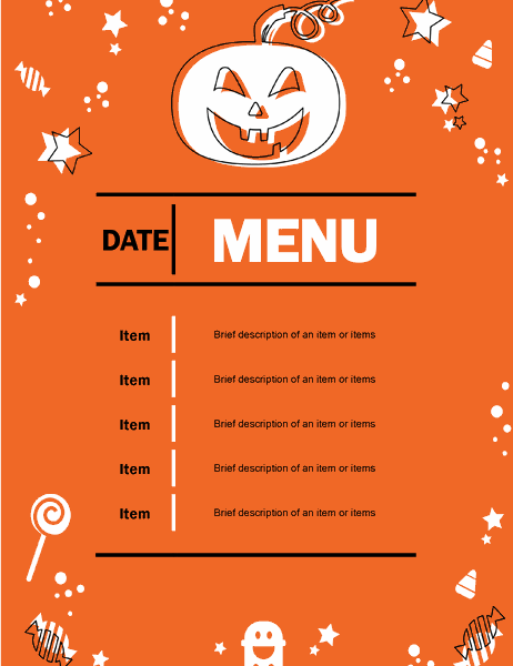 Halloween party menu