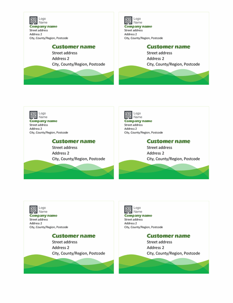 Shipping labels (Green wave design, six per page)