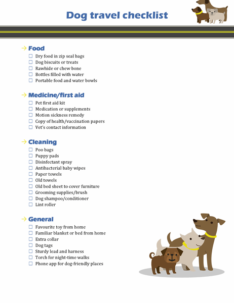 Dog travel checklist