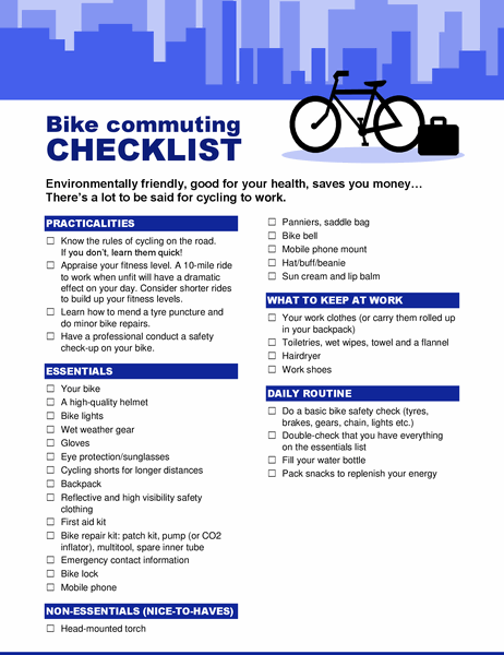Bike commuting checklist