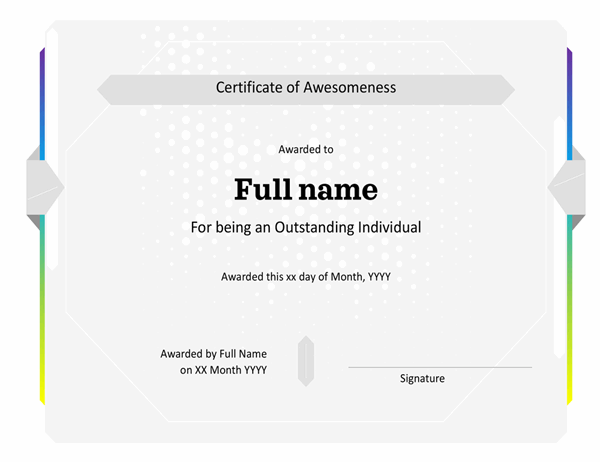 Certificate of awesomeness