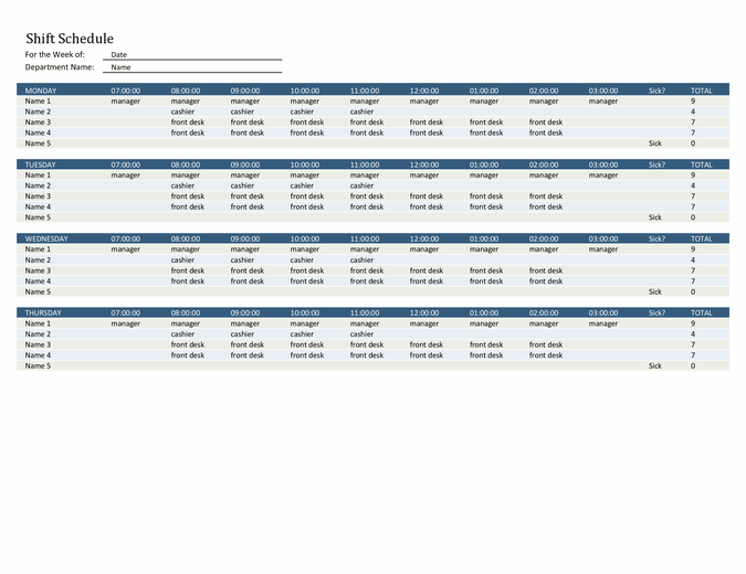 excel template shift schedule