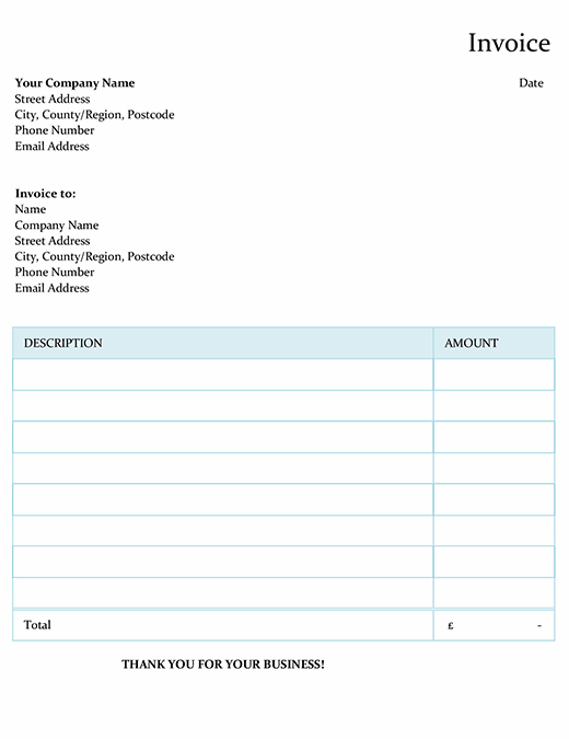 printable service invoice template