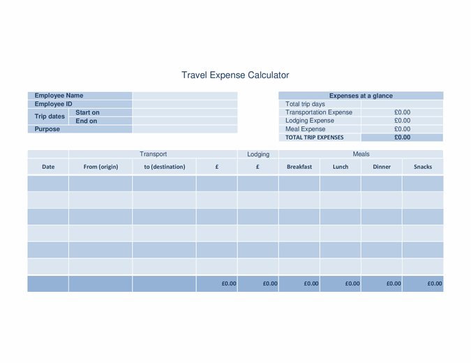 Travel expense log