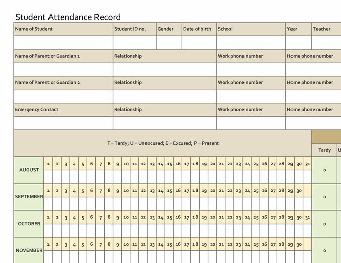 Student attendance record (simple)