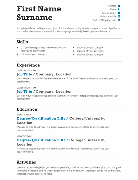 Balanced Resume (Modern design)