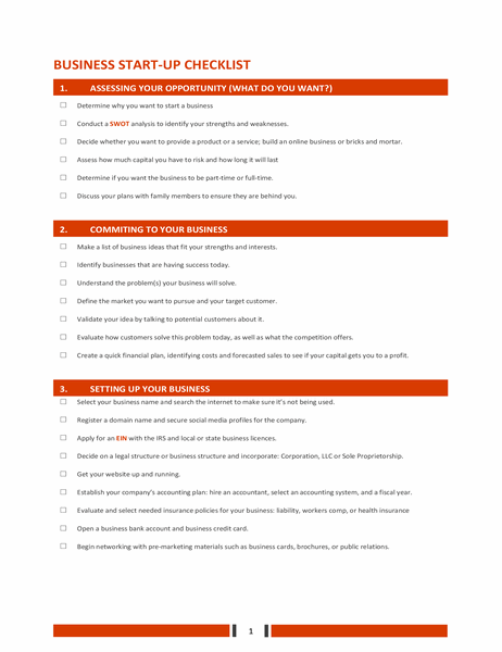 Business Start-up Checklist