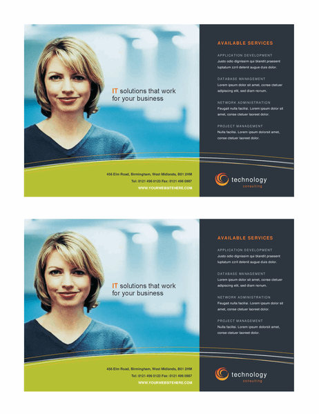 Technology business flyer (half-page, two per page)