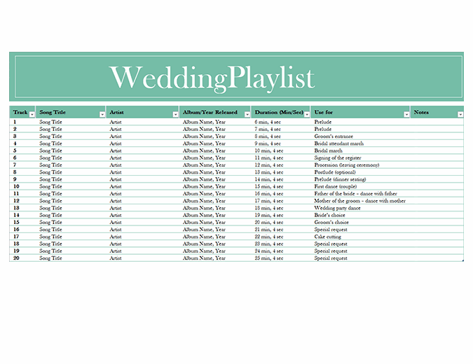Wedding playlist
