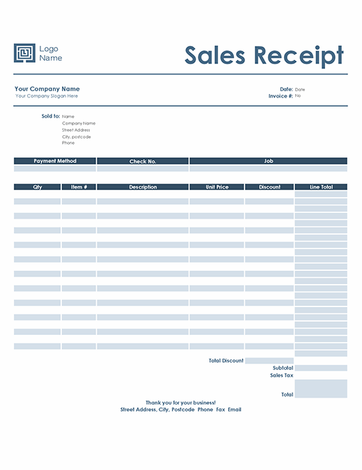 monthly gross receipts template