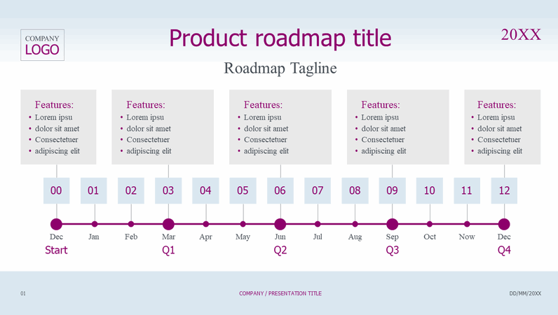 Product roadmap timeline light 