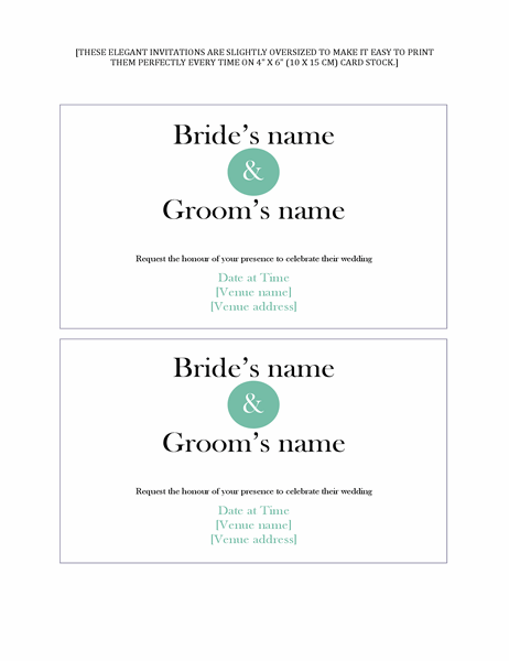 Simple wedding invitations (two per page)