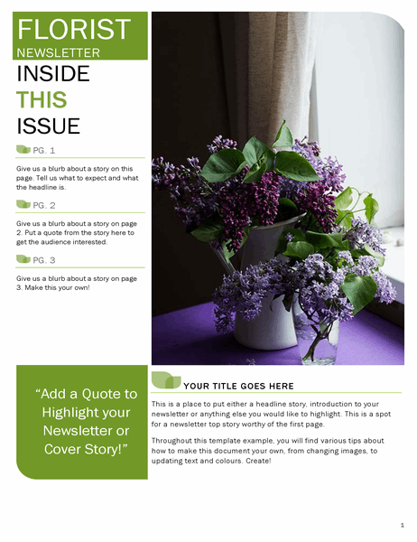 Florist newsletter