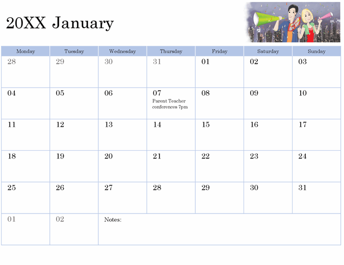 Illustrated academic calendar
