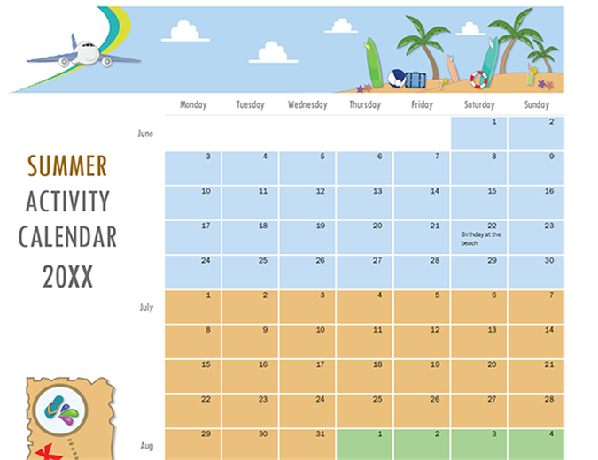 Printable Summer Calendar