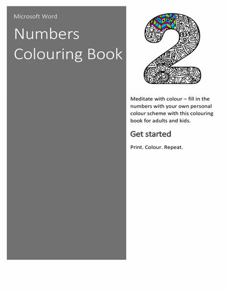 Numbers colouring book