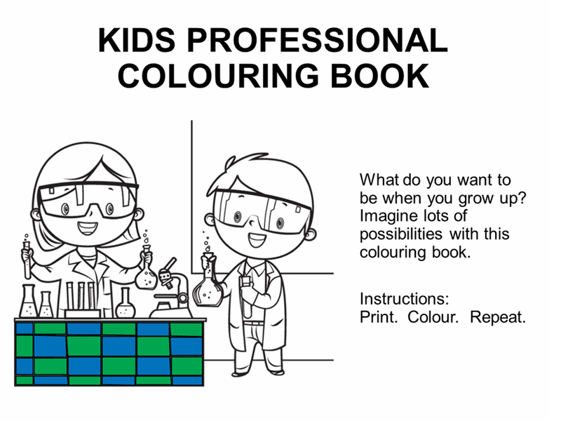 Kid professionals colouring book