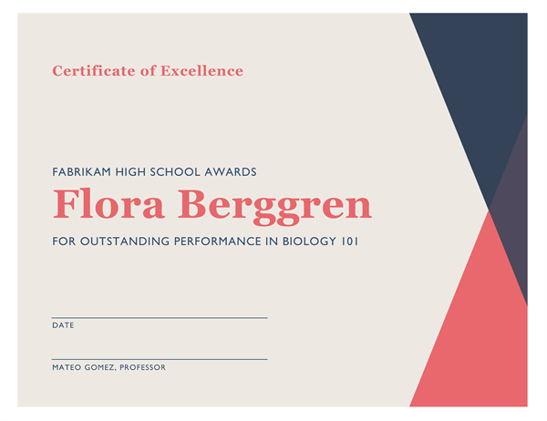 High school achievement certificate