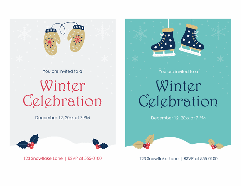 Winter holiday party invitations