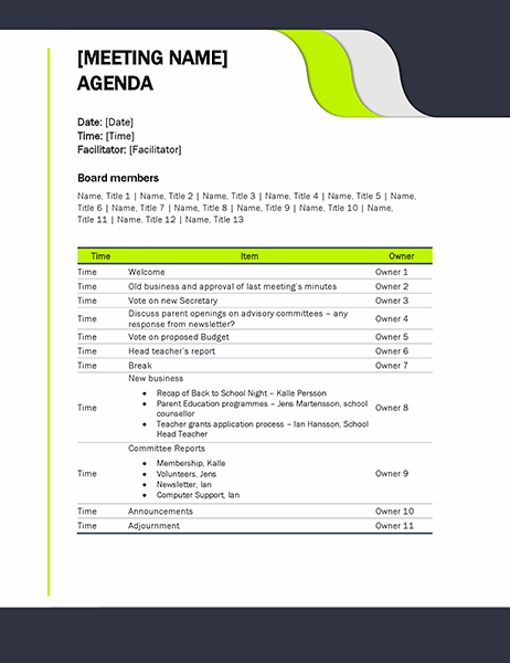 Education Meeting Agenda