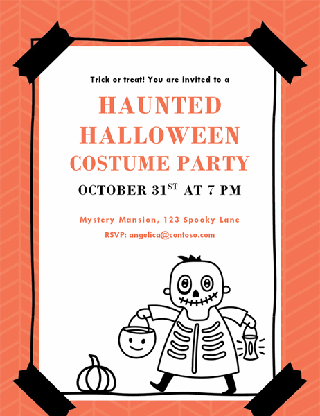 Skeleton Halloween invitation