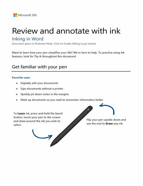 Word Surface Pen tutorial