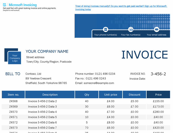 microsoft office invoice template excel