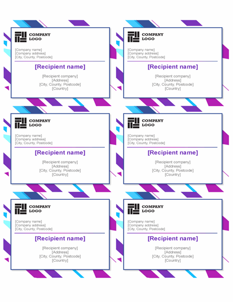 Purple graphic labels (6 per page)