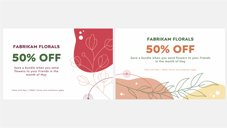 Modern floral gift coupon Modern floral gift coupon