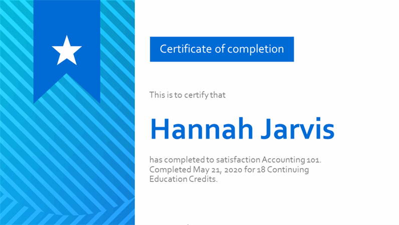 Certificate of completion