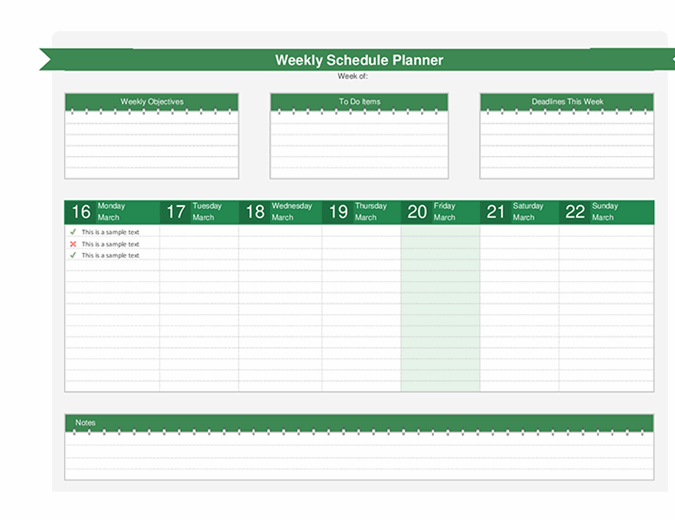 Weekly schedule planner