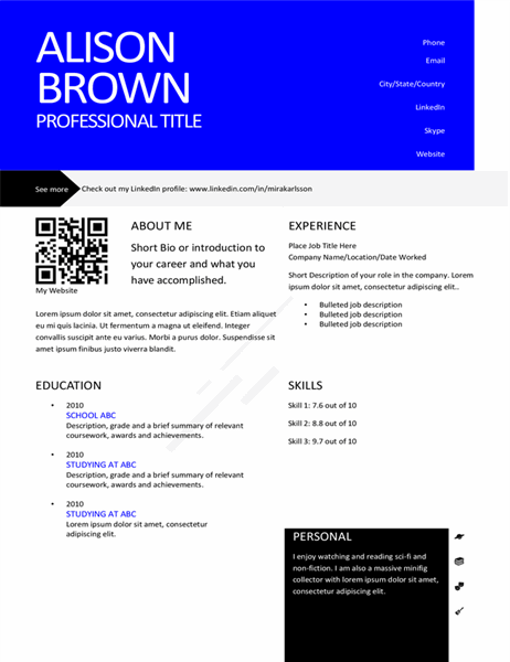 Modern resume with QR code Modern resume with QR code