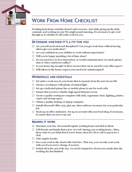 Work from home checklist